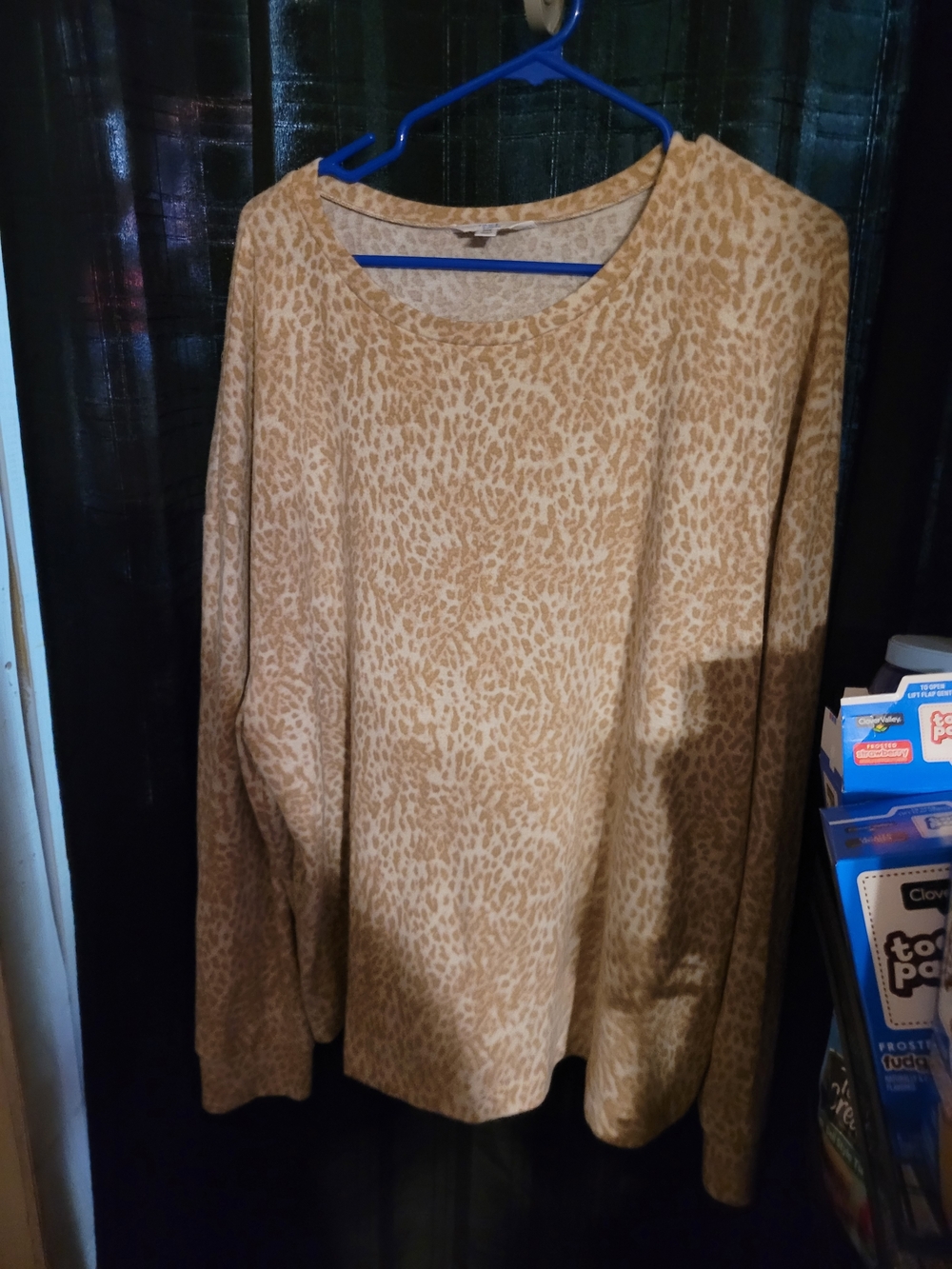 Time and Tru Beige Leopard Print Long Sleeve Tee